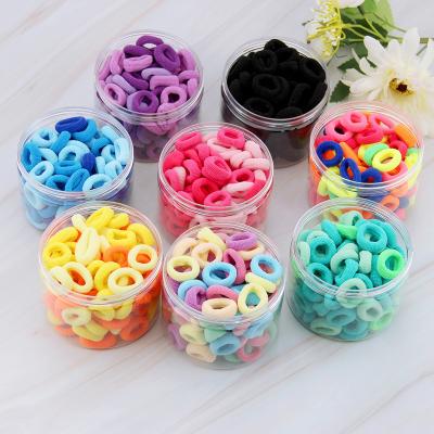 China Hot Sale 100PCS/BOX Simpel Solid Color Ponytail Cotton Elastic Seamless Hair Tie Hair Band Elastic Band For Girls Accessories for sale