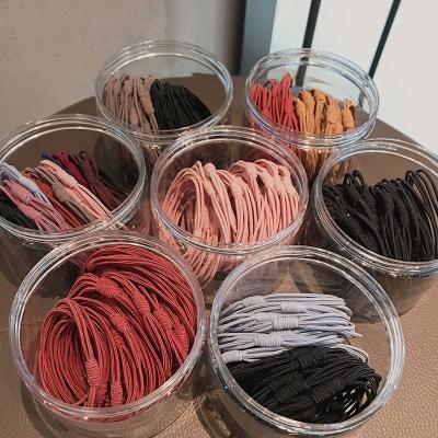 China Hot Selling Solid Color Ponytail Cotton Headbands Simple Elastic Hair Tie Seamless Elastic Hair Bands For Girls for sale