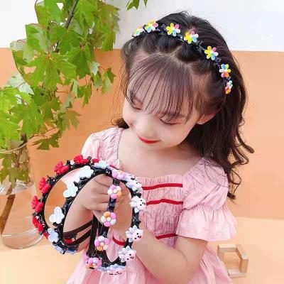 China Resin Cute Cartoon Hairband Plastic Flower Headbands Headband with Clips for Girls Hair Circle Hair Accessories for Kids for sale