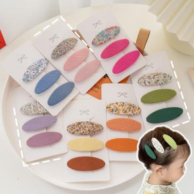 China New Hair Accessories Oval-shap Cloth Floral Hair Clip Set Flower Hair Clips For Women Hair Accessories For Kids for sale