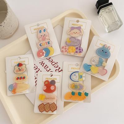 China Korean Cute Rabbit Bear Hair Accessories Cartoon Acetate Plastic Hair Clips Acrylic Hair Clips For Kids Girls for sale