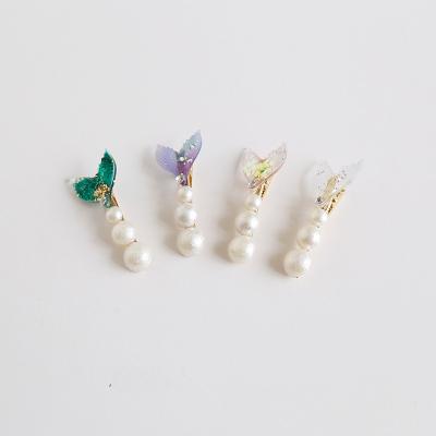 China Hair Accessories Mermaid Princess Pearl Hair Clip For Girls Fishtail Accessories For Kids for sale