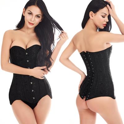 China Antibacterial Gothic Corset Women Lingerie Waist Trainer Push Up Slimming Single Breasted Slim Crop Top Court Style Corset for sale