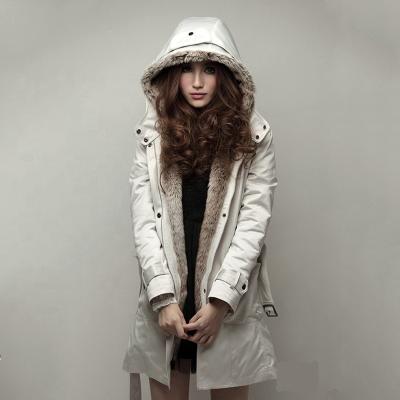 China Breathable Women Cotton-padded Jacket Faux Fur Lining Women's Fur Hoodies Winter Warm Parka Long Jacket for sale