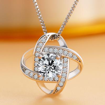 China Wholesale CLASSIC Heart Knot Love Crystal Pendant Necklace For Women Valentine Mother's Day Jewelry Gift for sale