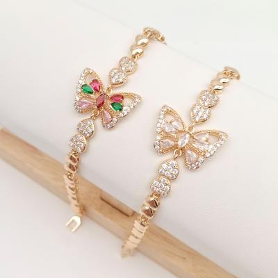 China Cavity Butterfly Charm TRENDY High Quality Micro Pave Copper Link Multi Link Gold Zircon 14K Color Fine Jewelry For Women Bracelet for sale