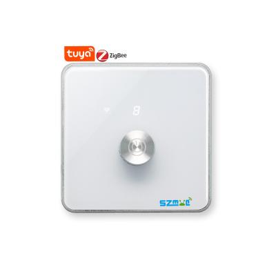 China Tempered Glass+Aluminum Allogy Sight Tuya Knob Turn Line/App Control/Voice Control 1-10 L+Neutral Wiring Tuya ZigBee EU Smart Wireless Dimmer White Switch 1Gang for sale