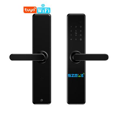 China Tuya Smart Electronic Door Lock Wifi System App Fingerprint+Password+Card+Key+app Wooden Door 100 for sale