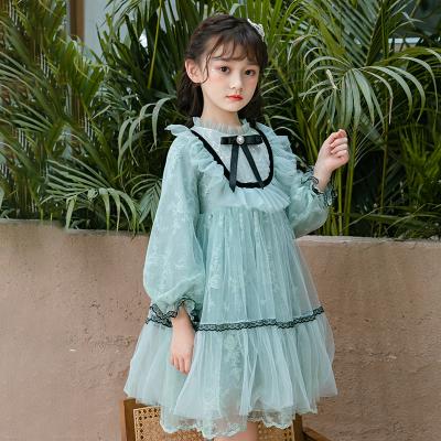 China Retail 2021 Size 110-150cm Princess Yarn Dress Autumn Mesh Long Sleeve Girls Dress Baby Viable Children's Dress Autumn for sale