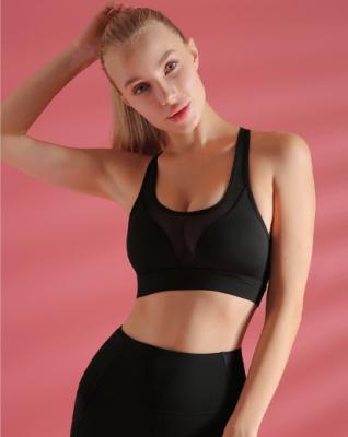 China Sustainable Gym Bra With Back Pocket Absorb Running Women Sweat Mesh Padded Vest Seamless Backless Tops Yoga Sports Bra Fitness for sale