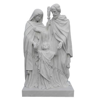 China Traditional Life Size White Marble Catholic Marble Family Statue Holy Sculpture for sale