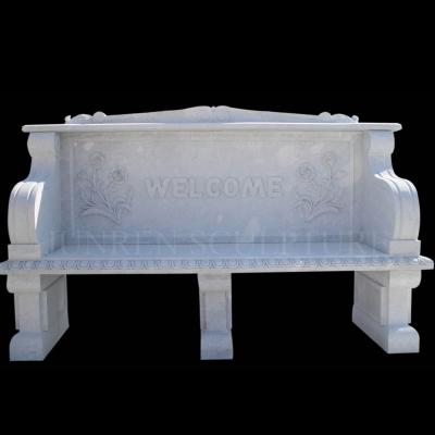 China Modern Outdoor Natural Stone Hand Carved Antique Marble Bench Bench Marble Chair Sculpture for sale