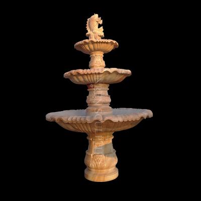 China European Garden Decoration Outdoor Marble Stone Water Fountainl With Fish On Top 3Tier Water Fountain for sale