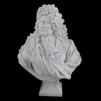 China EUROPEAN Factory Price Hand Carved Factory Price Hand Carved French King Louis XIV Bust Statue France Head Marble Sculpture for sale