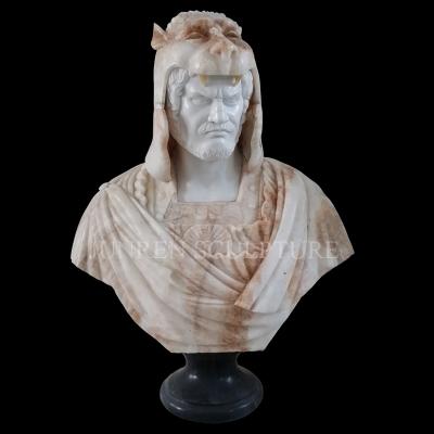 China Factory Price EUROPEAN Hand Carved Rome Soldier Head Marble Bust Statue Greek Marble Sculpture for sale