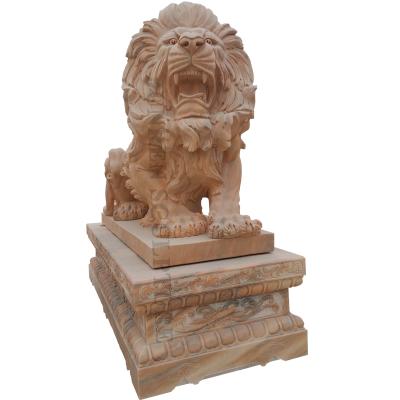 China Factory Price Traditional Life Size Marble Stone Howling Lion Statue Sculpture for sale