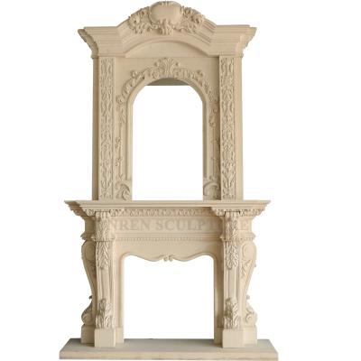 China European Factory Price Marble Stone 2 Tiers Free Standing Fireplace Mantel for sale