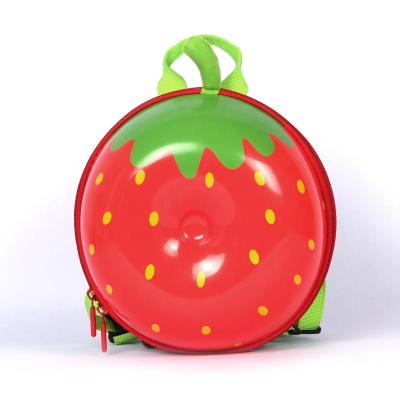 China Lovely 3D hand shell style fruit kawaii strawberry backpack character desgin little girl kids raincoat wholesale kids for sale