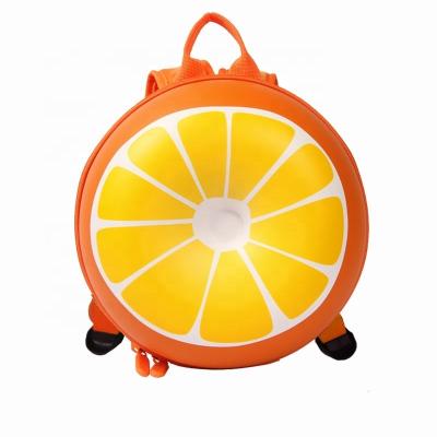 China 2022 fruit series backpack bag PU EVA material 3D cartoon child waterproof SUPERCUTE orange shaped backpack kids back to school for sale