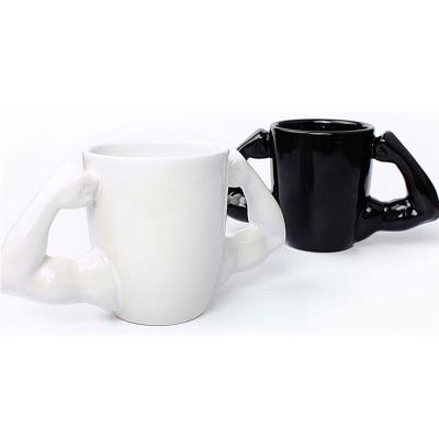 China Viable Sport Muscle Ceramic Cup Straight Body Ceramic Coffee Mugs for sale