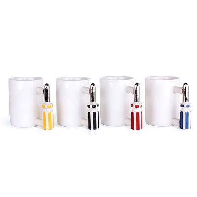 China Viable New Porcelain Mug Novelty Gifts Ceramic Viable Creative SCREWDRIVER White Mug With Good Quality for sale