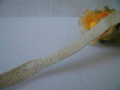 China Environment Friendly Cotton Ribbon with silver yarn for sale