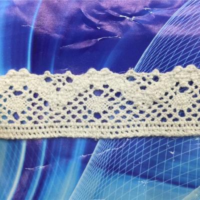 China Sustainable beige color cotton lace COTTON CLUNY LACE NATURAL BALANCE 2.5cm wholesale. for sale