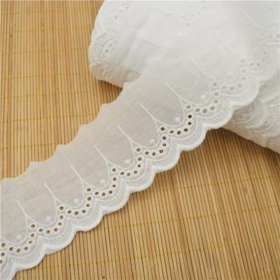 China Cotton Viable Lace Cotton Ruffle White Eyelet Lace 7.5cm Crafts / Costume / Larp / Sewing Wholesale. for sale