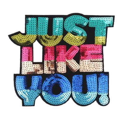 China Ywleiao Viable Hot Sale Sequins Embroidery Patches Badges Letter Patch For Apparel Badge Apparel Garment for sale