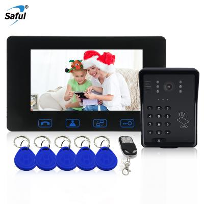 China Open 7 inch access control home smart villa system / door phone color wired video bells support ID card +password to open for sale