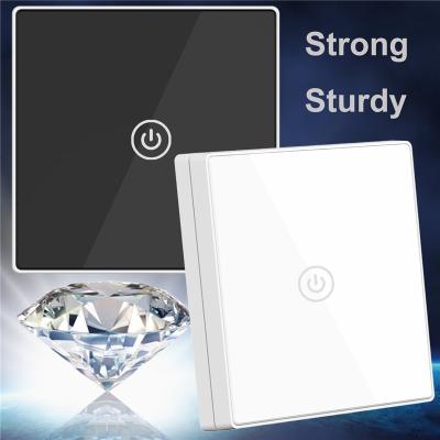 China Wireless Smart Touch Switch On/Off Touch Switch Luxury Glass Panel LED Light Wall Switch Via Smart Home for sale