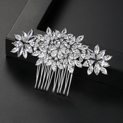 China Flower AAA Popular Fancy Cubic Zircon Hair Pins For Woman Classic Antique Style Jewelry Design for sale