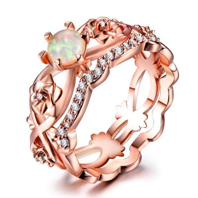 China Wholesale Environmental Friendly Rose Gold Ring Wedding Opal Jewelry Ring For Women for sale