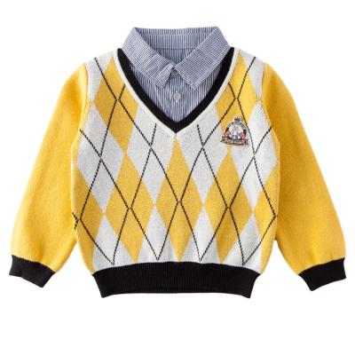 China Casual Anti-wrinkle Kids Sweater Boys Warm Suit Sweater Kids Pullover Sweater with Decorative Collar and Bow Tie for sale