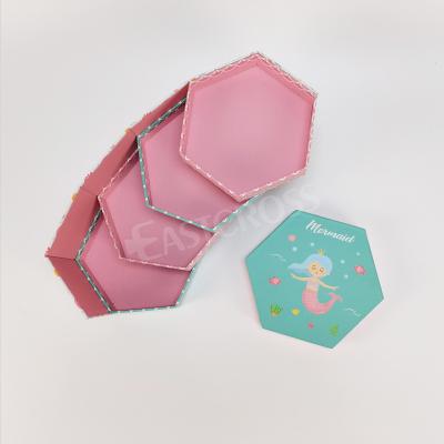 China Hexagonal Layers Of Storage Box Handmade Paper Gift Box 4 Modern Design for sale