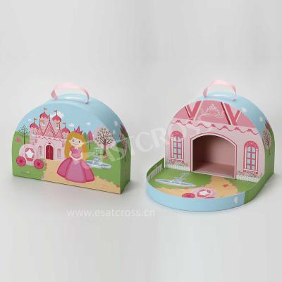 China Handmade Castle Style Paper Packaging Suitcase For Kid Custom OEM Design Paper Gift Box for sale