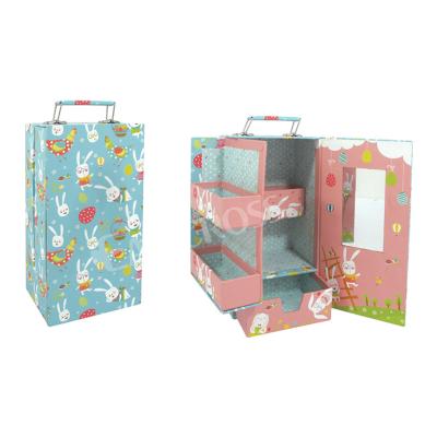 China Cute Suitcase Kid's Toy Paper Box Paper Wardrobe Handmade Paper Storage Box for sale