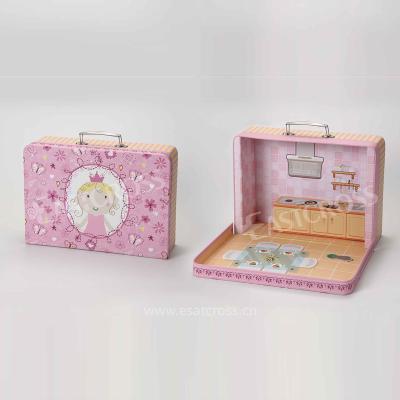 China Handmade Kids Suitcase Paper Suitcase Printing Cardboard Box Packing Box Child Toy Suitcase for sale