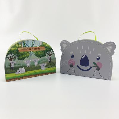 China Handmade Paper Packaging Box Koala Style Suitcase Gift Box With Ribbon Handle for sale