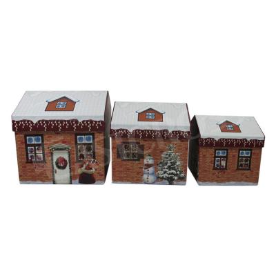 China Christmas House Shape Paper Gift Packaging Box Paper Box Set Handmade Paper Candy Box for sale