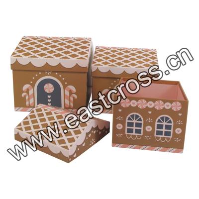 China Christmas House Shape Paper Gift Packaging Box Small Handmade Paper Box for sale