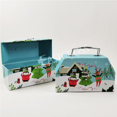 China Handmade Paper Box Tea Box Candy Packing Christmas Gift Box Packaging Suitcase Customized With Handle for sale