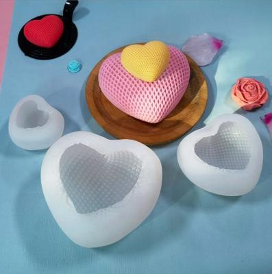 China Food Grade 3D Model Heart Shape Cake Mold Tools Mousse Chocolate Cake Viable Silicone Woven Baking Mold for sale