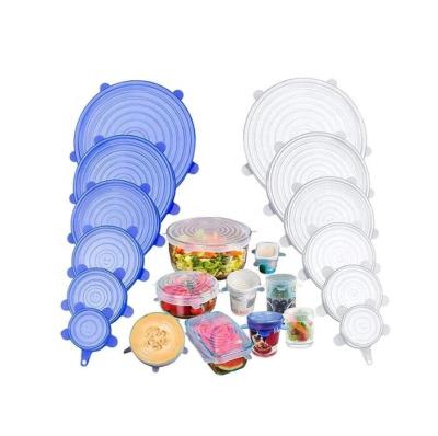 China Non Spill Reusable 6 Pack Multi-size Silicone Stretch Lids Keeping Food Covers Containers Fresh Covers for sale