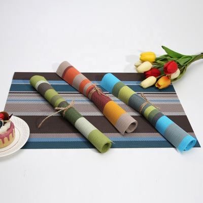 China Durable Washable Strip PVC Place Mat And Table Runner Rectangle Place Mats for sale