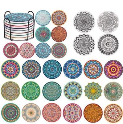 China Sublimation Sustainable Ceramic Coaster Round Coasters For Drink Absorbent Ceramic Coasters for sale