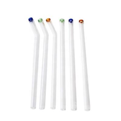 China Popular Viable Borosilicate Glass Straw And Glass Drinking Straw Set With Color End for sale