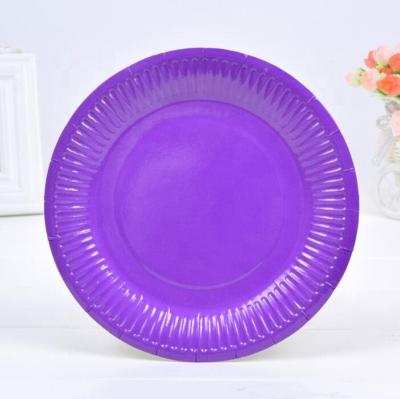 China Morden Luxury 7 Inch Pure Color Paper Plate For Party Kids DIY Disposable Color Round Dish for sale