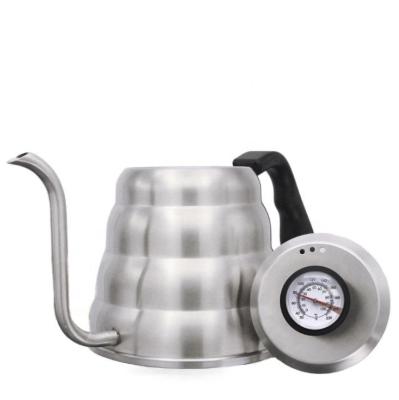 China Stocked Rinse Hand Coffee Pot 304 Stainless Steel Household Hook Drip With Thermometer Display Coffee Pot Cloud Pot for sale