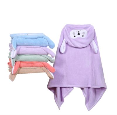 China Breathable Low Price Kids Bathrobes Fleece Kids Hooded Super Soft Coral Towel For Baby Kids for sale